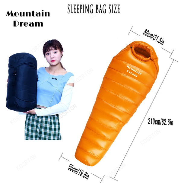 Winter-Daunenschlafsack für Erwachsene, Mumie, weiße Gänsedaunen, warmer Schlafsack, drei Jahreszeiten, geeignet für Campingausflüge